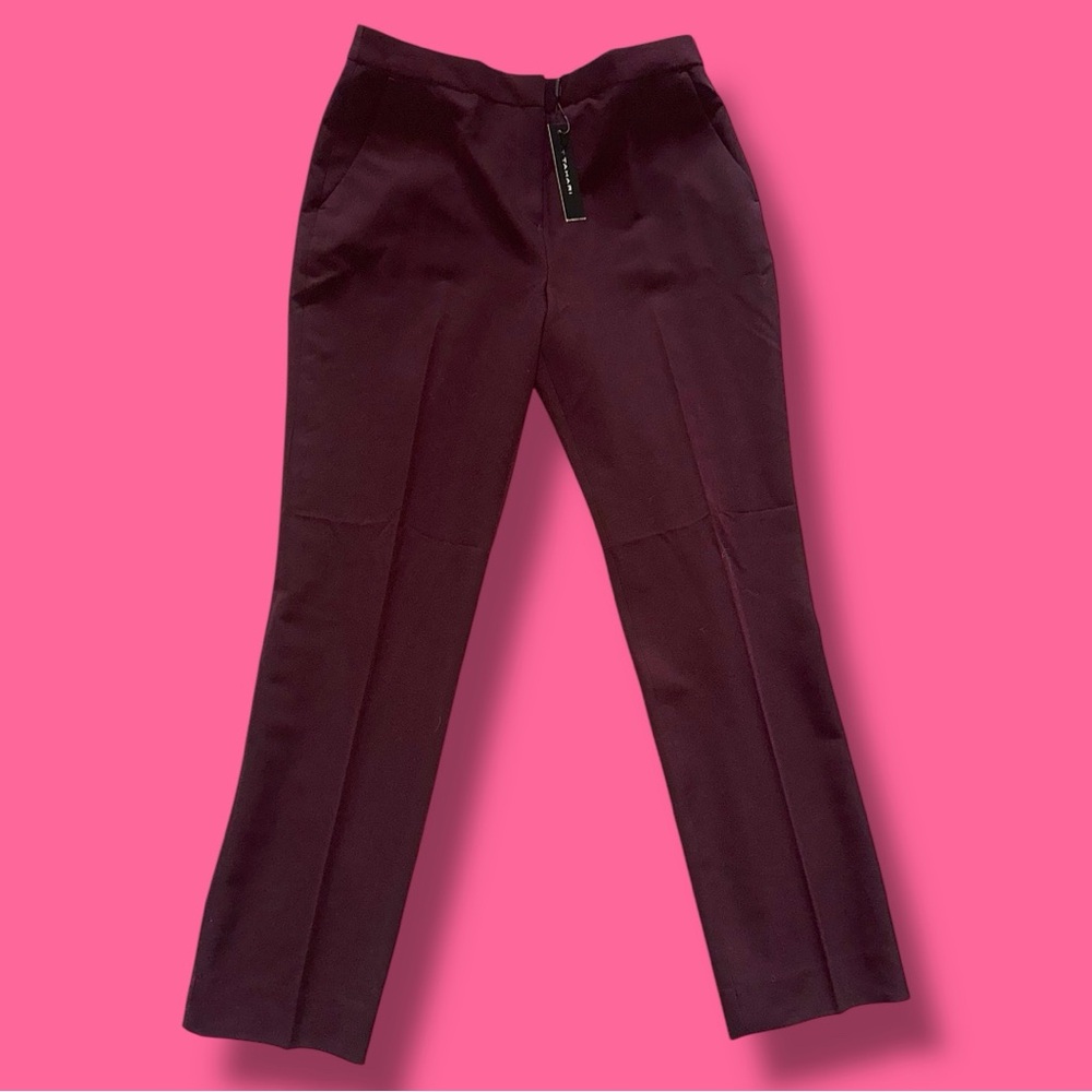 T TAHARI NWT Midnight Burgundy Slim Fit Dress Pants 8 ScandiGirlArchitectural